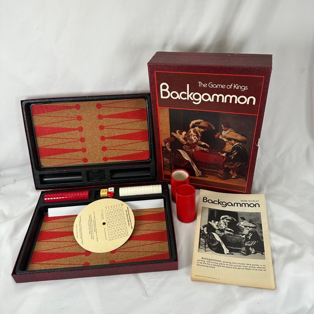 VINTAGE 1973 BACKGAMMON The Game Of Kings 3M Bookshelf Classic CLEAN & COMPLETE